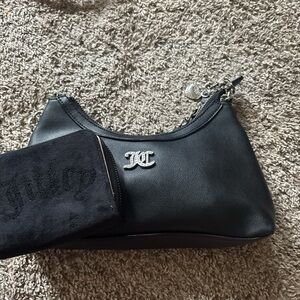 Juicy Couture Black Leather JC Logo Shoulder Bag with Charm